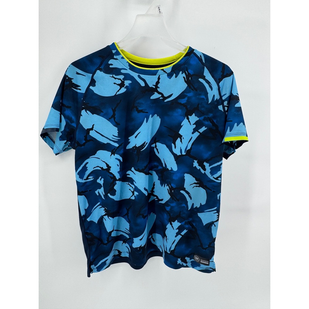 Athletic Works Boys Blue Camo Performance T-Shirt XL 14-16 Husky Short Sleeve